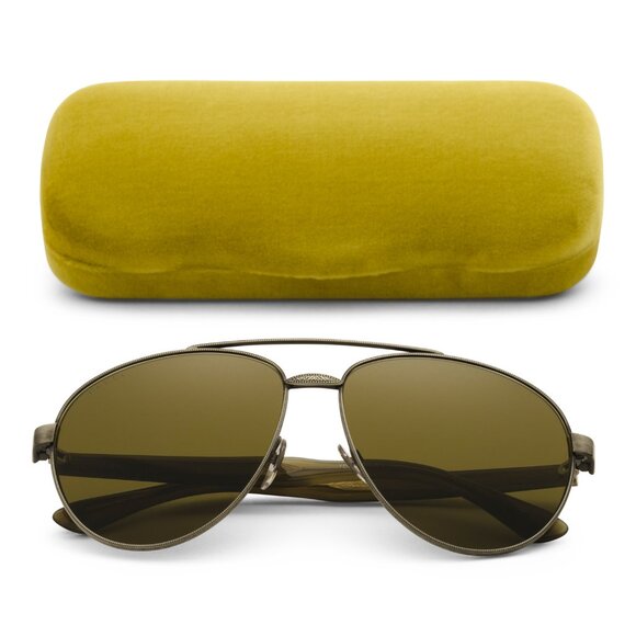 GUCCI AVIATOR SUNGLASSES GG 0054S PILOT FULL RIM GREEN LENS - Picture 2 of 5